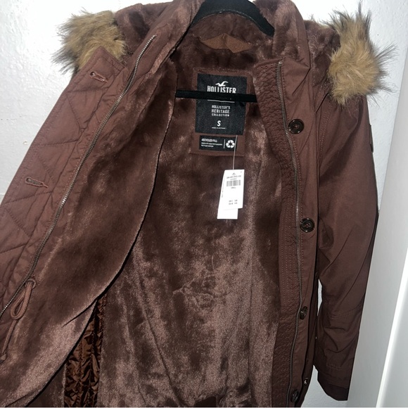 Hollister Brown Faux Fur Lined Parka - Picture 2 of 3